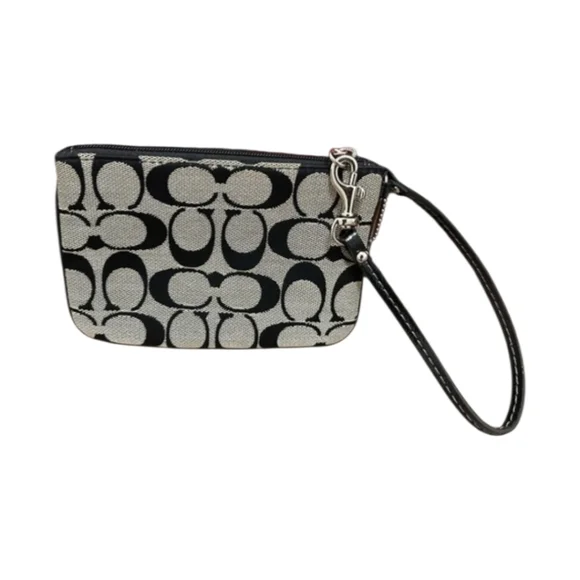 Coach Signature Canvas Black & Gray Wristlet Clutch - Picture 2 of 4
